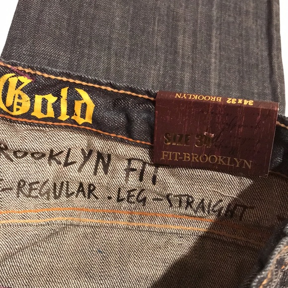 NWT ATTITUDE GOLD BROOKLYN PREMIUM EDITION 34 men’s jeans straight 34x32 - Picture 10 of 13